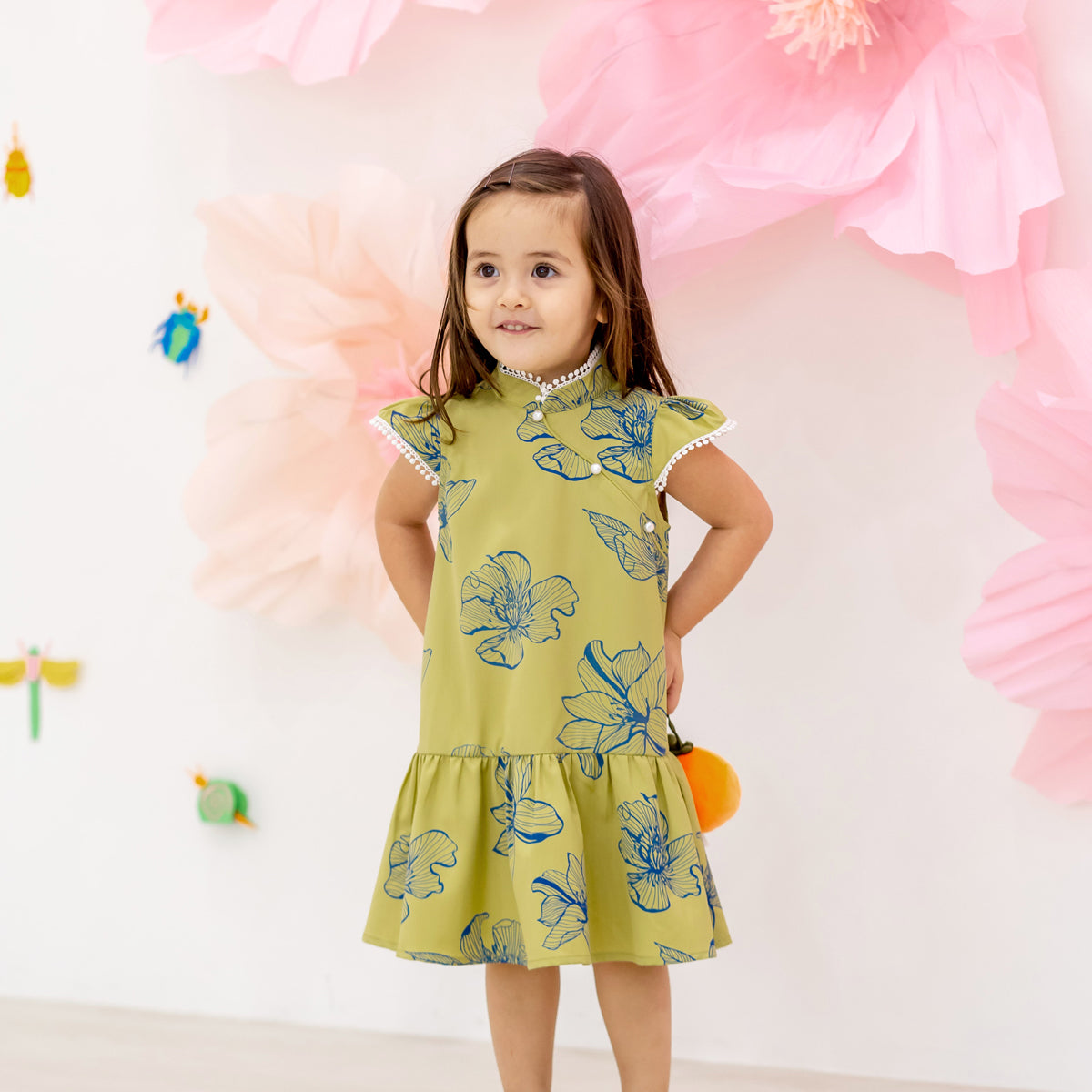 Spring Series - Girls Cheongsam in Jade Magnolia by Le Petit Society — image 6