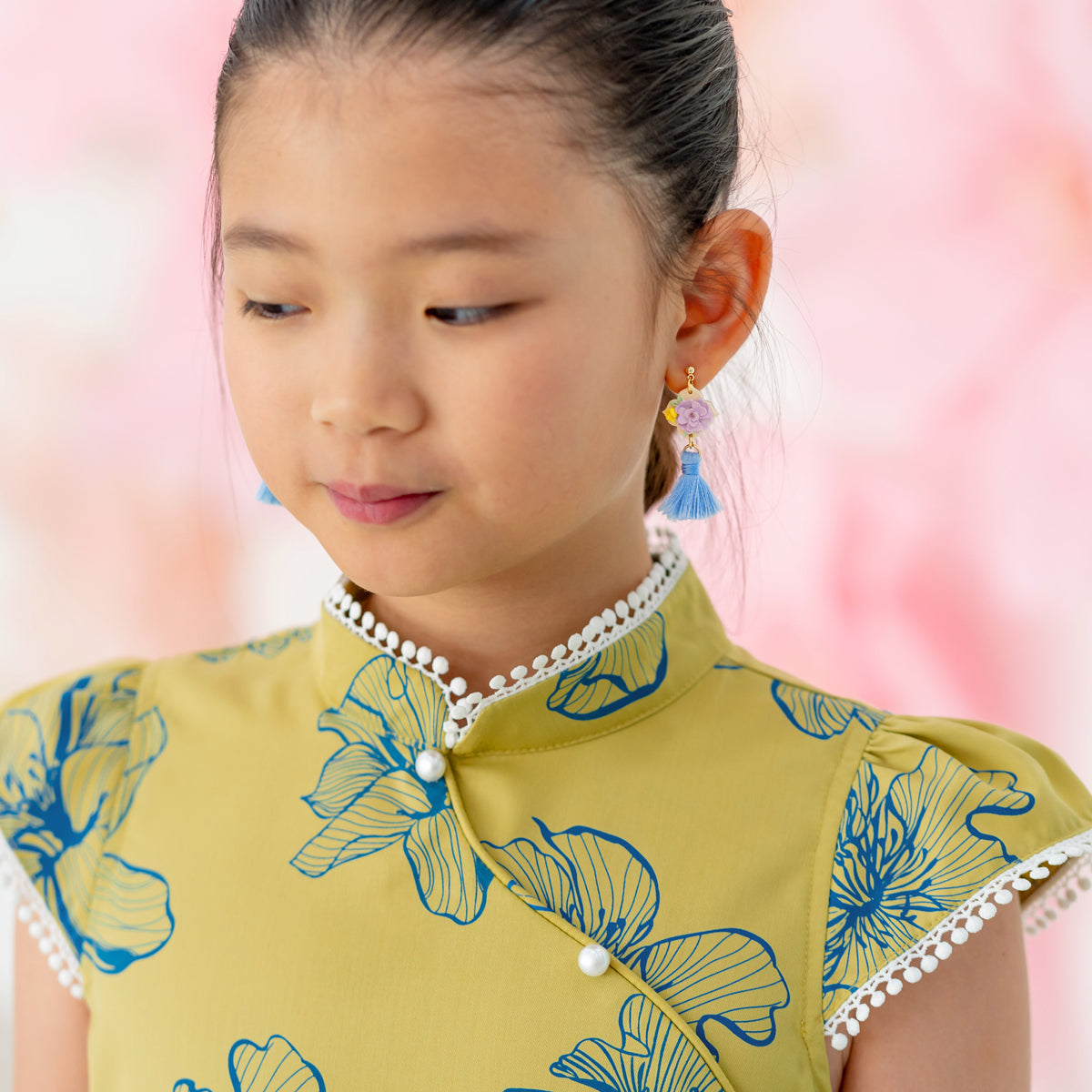 Spring Series - Girls Cheongsam in Jade Magnolia by Le Petit Society — image 3