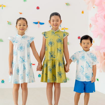 Spring Series - Girls Cheongsam in Jade Magnolia by Le Petit Society — image 7