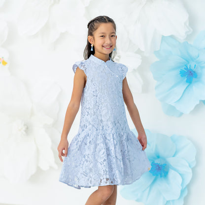 Spring Series - Girls Cheongsam in Sky Blue by Le Petit Society — image 15
