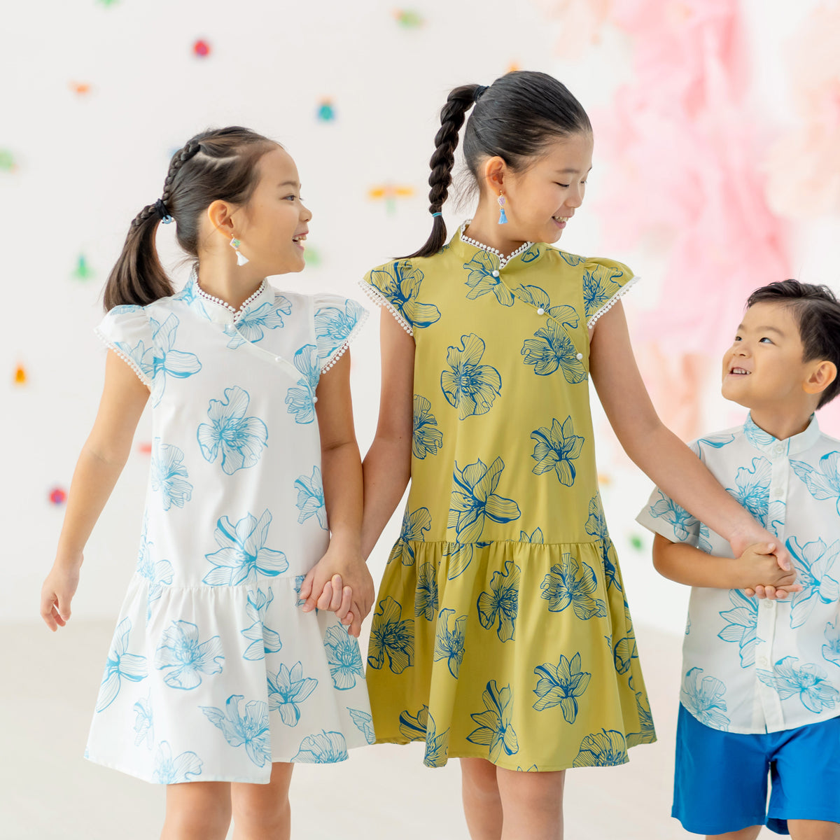 Spring Series - Girls Cheongsam in Jade Magnolia by Le Petit Society — image 2