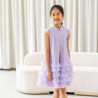 Spring Series in Girls Purple Lace Tulle Dress by Le Petit Society — image 7
