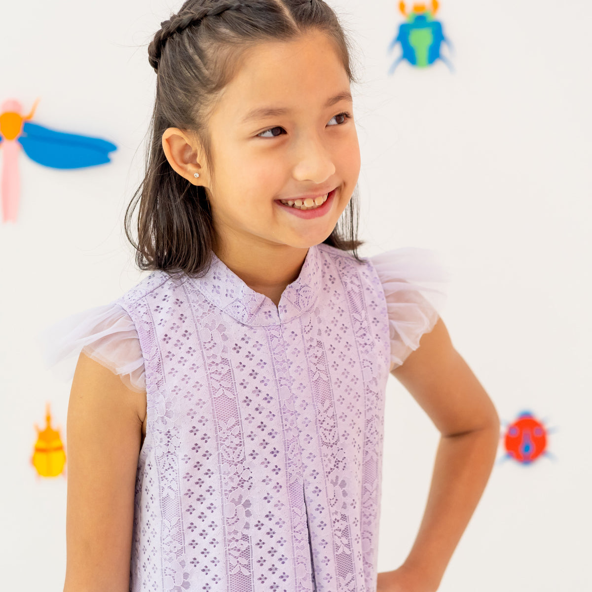 Spring Series in Girls Purple Lace Tulle Dress by Le Petit Society — image 4
