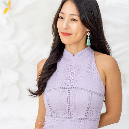 Spring Series - Ladies Halter Dress in Purple Lace by Le Petit Society — image 2