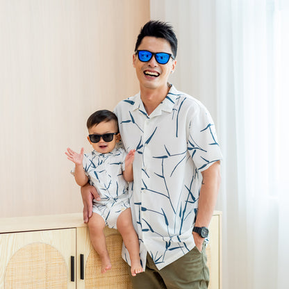 Spring Series - Baby Boy Jersey Romper in White by Le Petit Society — image 2