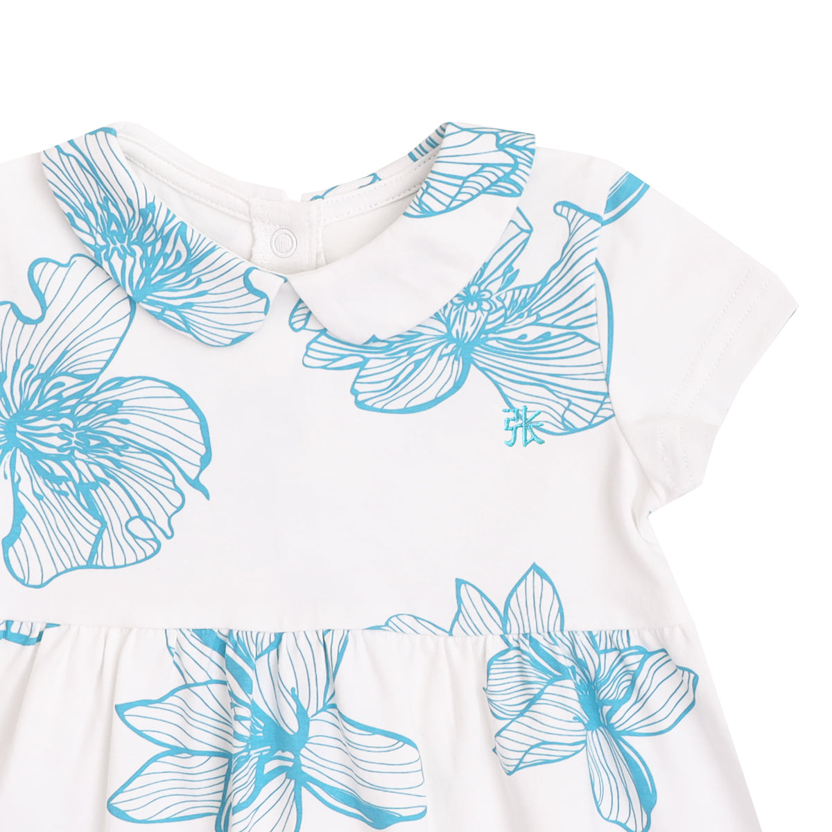Spring Series - Baby Girl Jersey Dress in White Magnolia by Le Petit Society — image 3