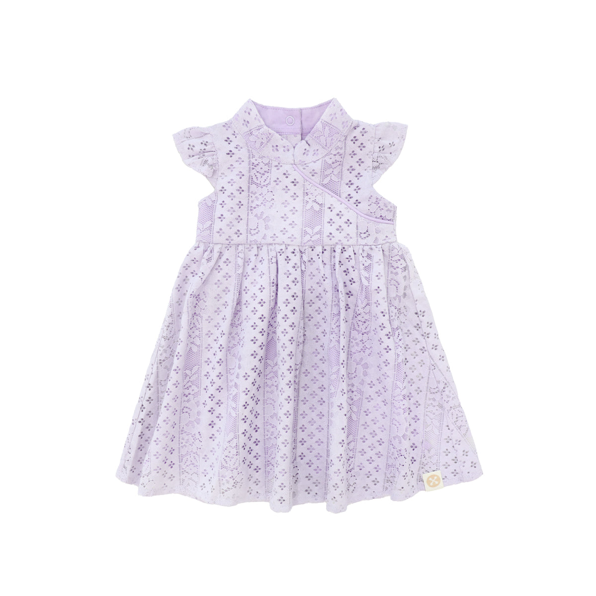 Spring Series in Baby Girl Cheongsam Purple Lace by Le Petit Society — image 3
