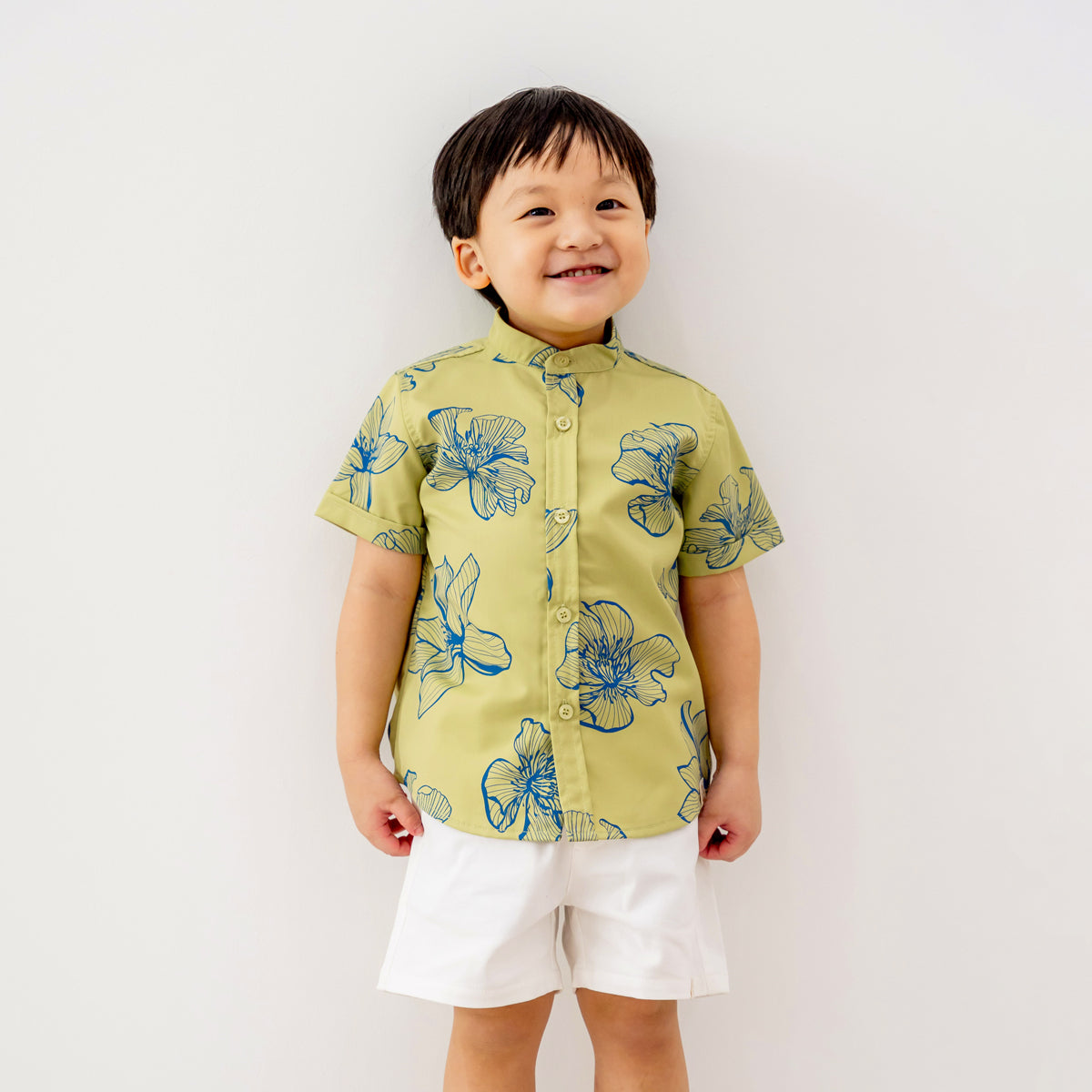 Spring Series - Boys Shirt in Jade Magnolia by Le Petit Society — image 2