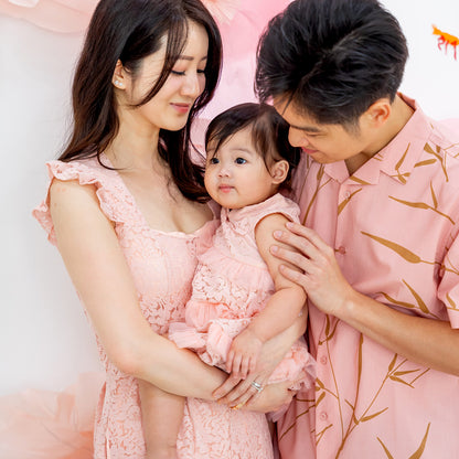 Spring Series - Baby Girl Tiered Dress in Pink Lace by Le Petit Society — image 2
