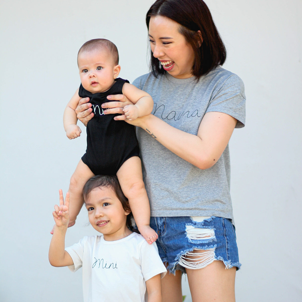 Family Tees - Mini Kids Tee in White/Black by Le Petit Society — image 3