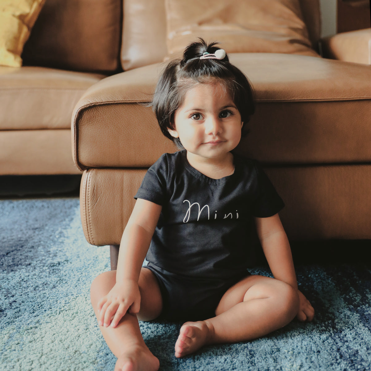 Family Tees - Mini Baby Short Sleeves Romper in Black by Le Petit Society — image 3
