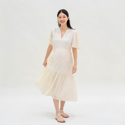 Le Petit Society x Ohhdivine - Ladies Tiered Dress in Cream (Nursing-Friendly) — image 12