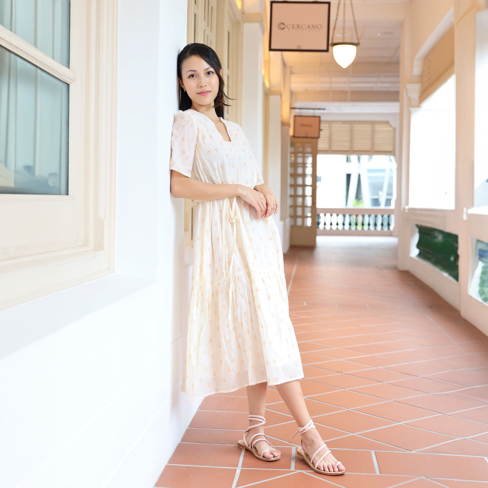 Le Petit Society x Ohhdivine - Ladies Tiered Dress in Cream (Nursing-Friendly) — image 7
