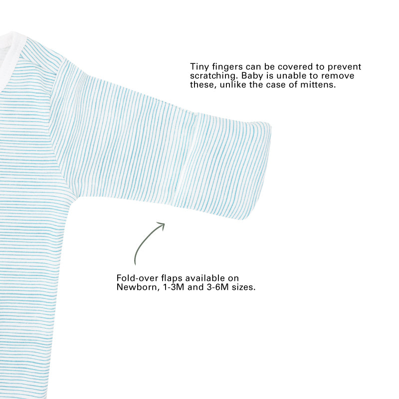 Baby Organic Zip Sleepsuit in Blue Stripes by Le Petit Society — image 6