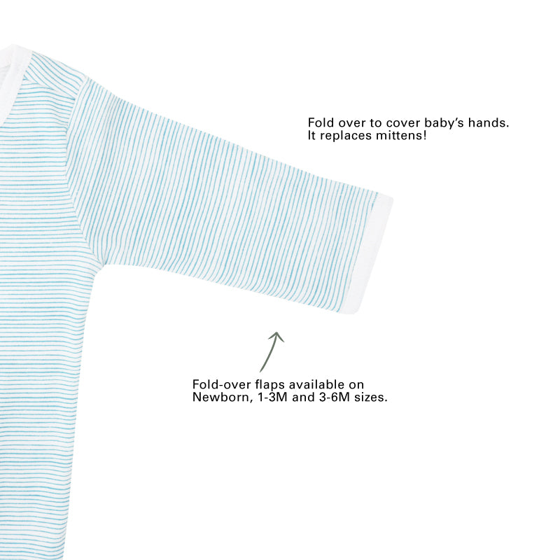 Baby Organic Zip Sleepsuit in Blue Stripes by Le Petit Society — image 5