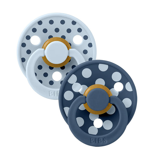 Studio Colour Polka Latex Pacifier Twin Pack (Baby Blue/Steel Blue) by BIBS