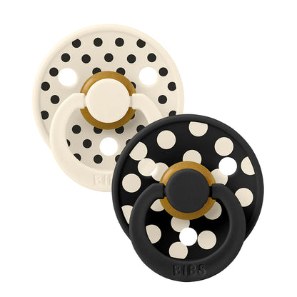 Studio Colour Polka Latex Pacifier Twin Pack (Ivory/Black) by BIBS — image 4