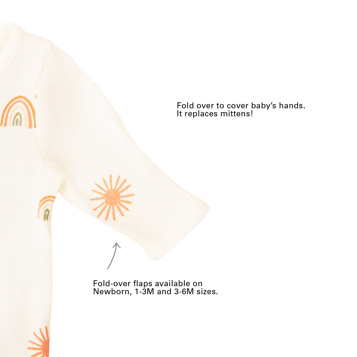 Baby Organic Knotted Gown in Sun & Rainbow Print (Personalisable) by Le Petit Society — image 4