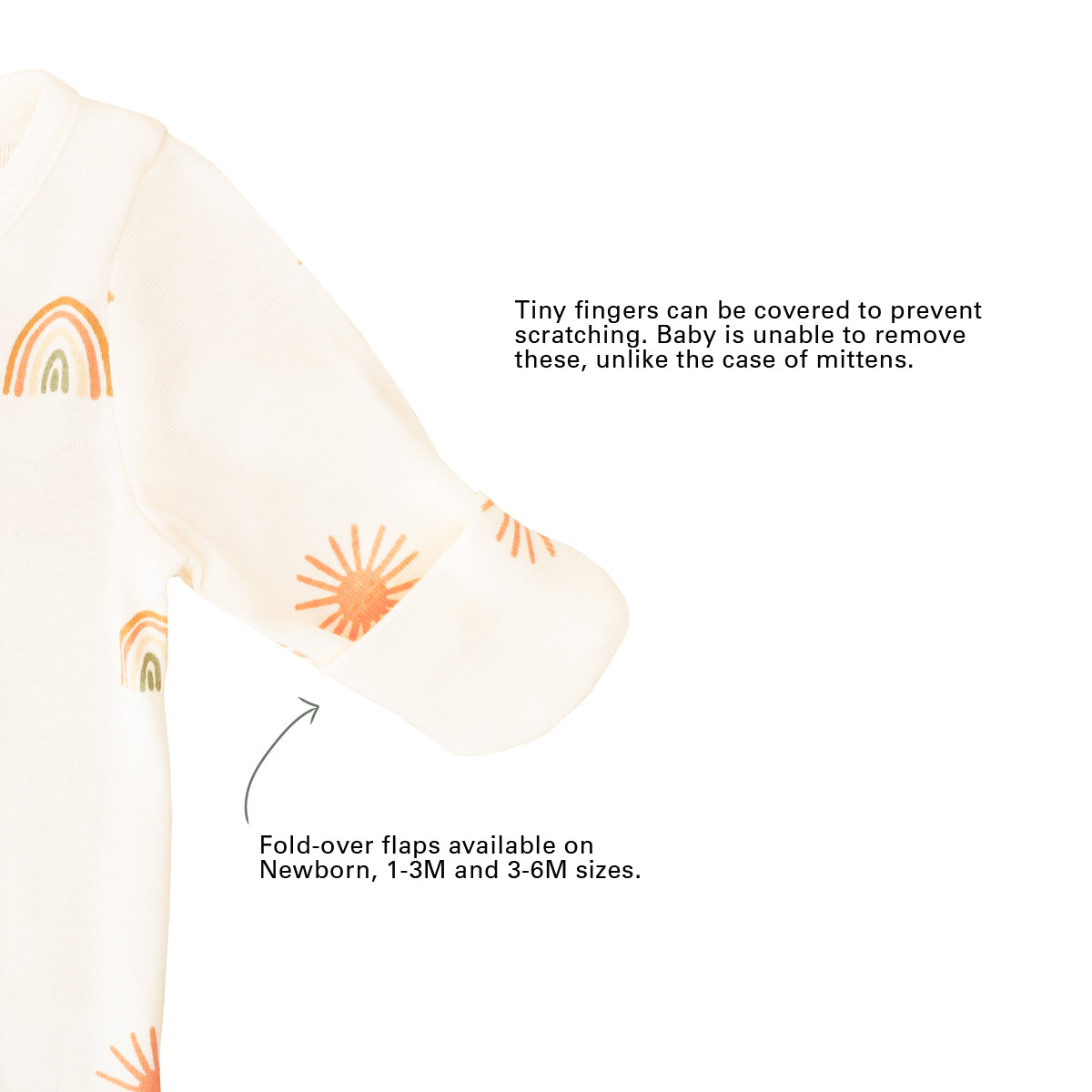 Baby Organic Knotted Gown in Sun & Rainbow Print (Personalisable) by Le Petit Society — image 5