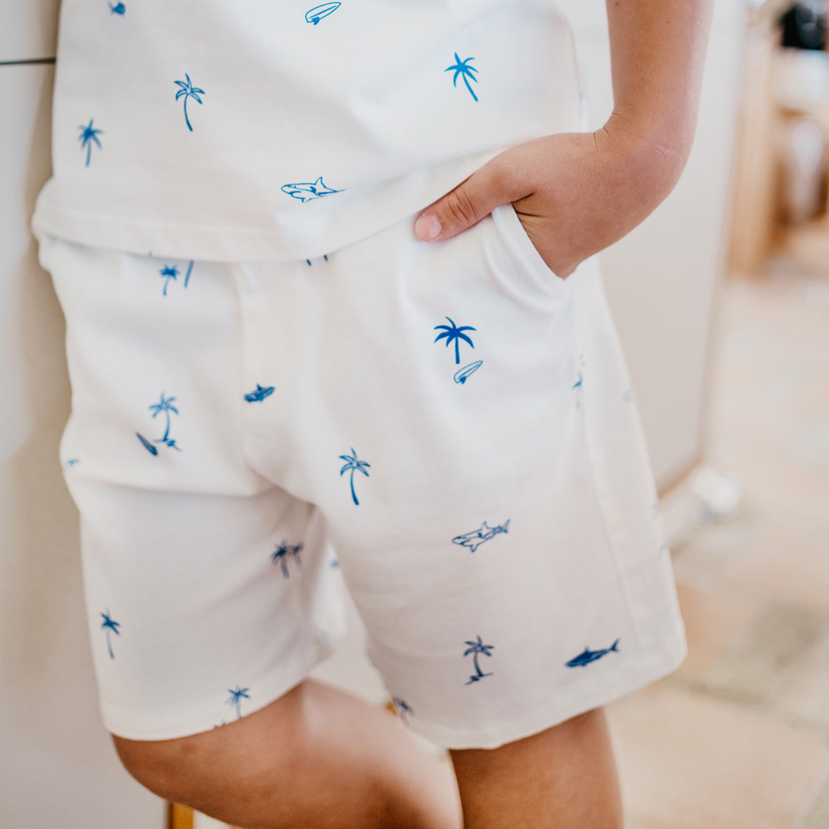 Resort Series - Bermuda Shorts with Adjustable Waistband in Surf Print by Le Petit Society — image 16