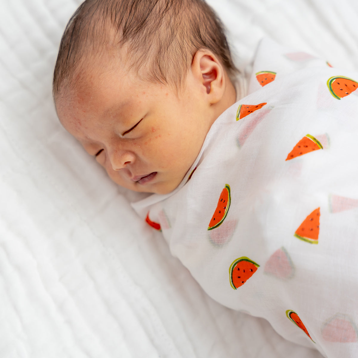Baby Organic Swaddle in Watermelon (Personalisable) by Le Petit Society