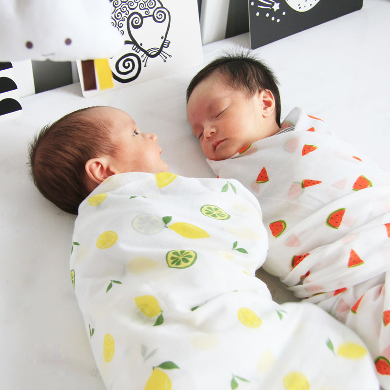 Baby Organic Swaddle in Watermelon (Personalisable) by Le Petit Society — image 7
