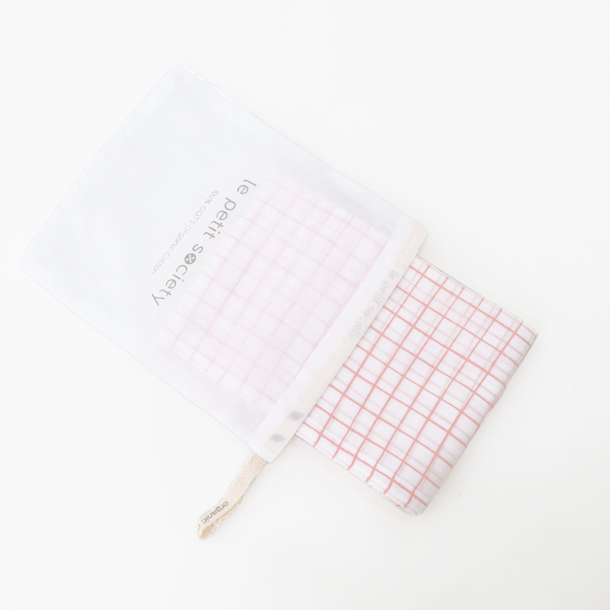 Baby Organic Swaddle in Pink Grid by Le Petit Society — image 5