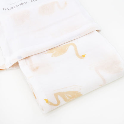 Baby Organic Swaddle in Swan Print by Le Petit Society — image 3