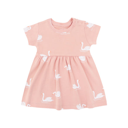 Baby Girl Organic Dress in Swan Print by Le Petit Society — image 11