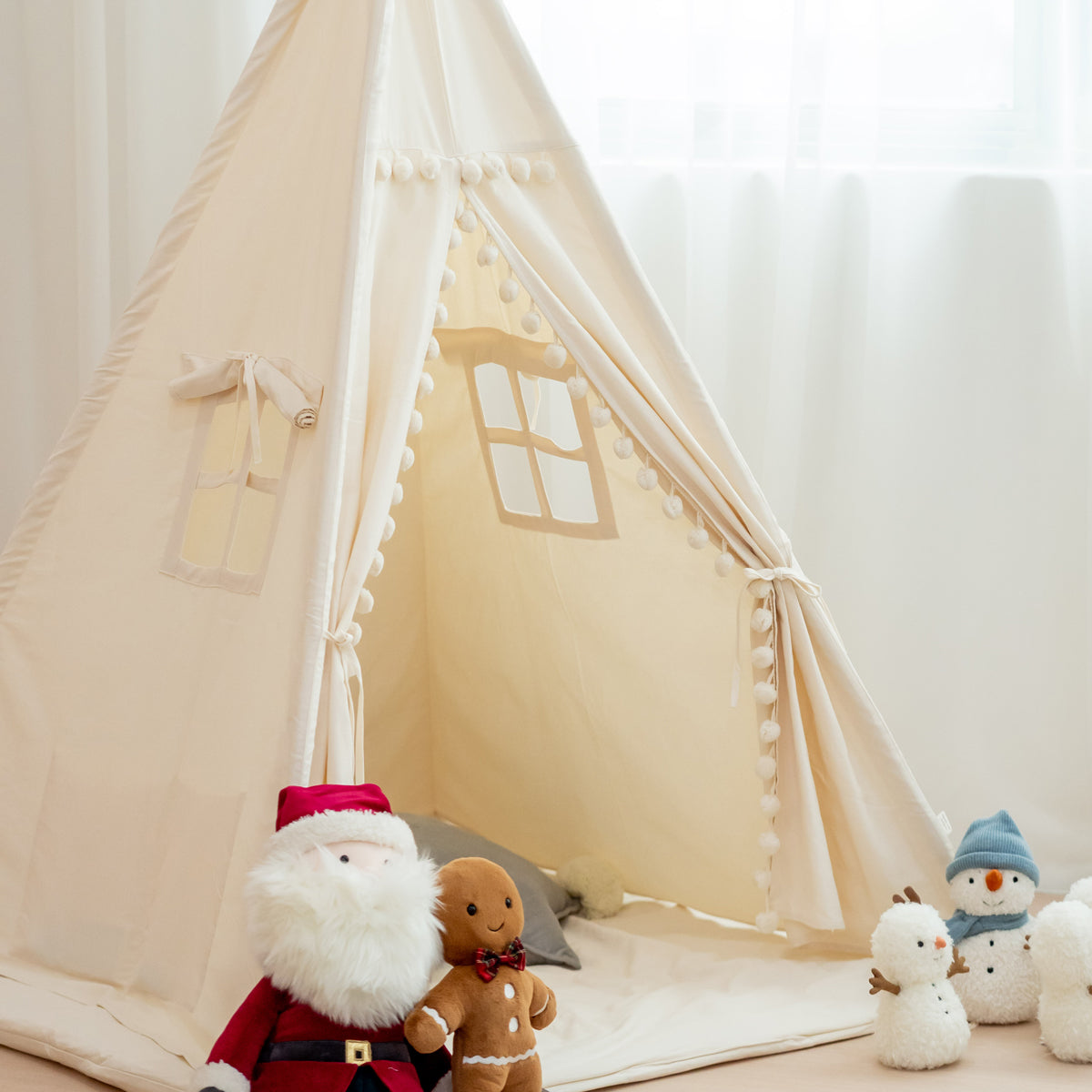 Canvas Teepee Tent with Pom Poms by Le Petit Society — image 7