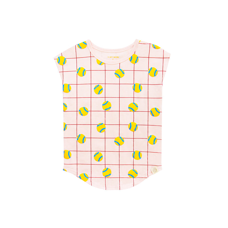 Made For Play - Girls Drop Sleeve Tee in Tennis Print by Le Petit Society — image 6