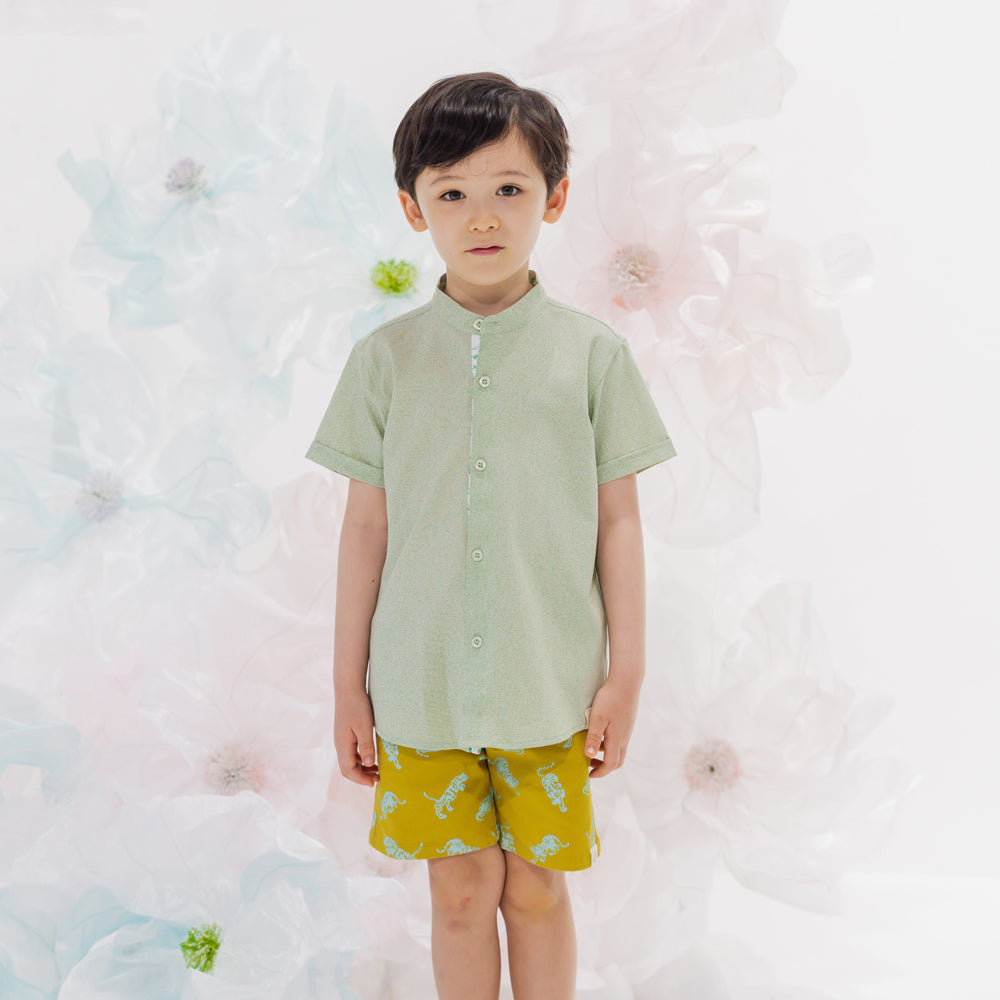 Bermuda Shorts with Adjustable Waistband in Tiger Print by Le Petit Society — image 3