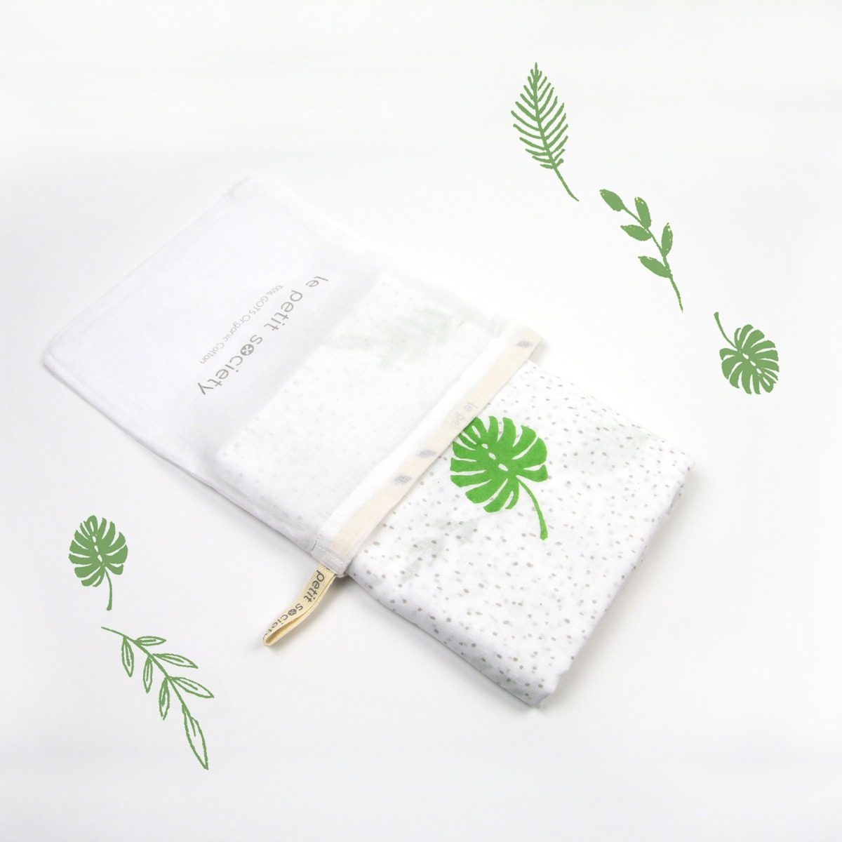 Baby Organic Swaddle in Tropical Leaves by Le Petit Society