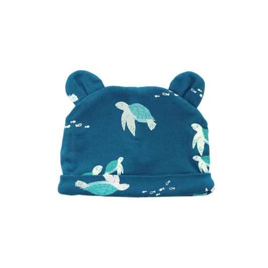 Baby Organic Bear Hat in Turtle Print by Le Petit Society