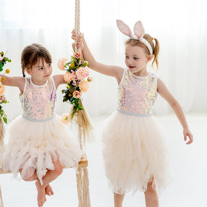 Flower Girl Series - Sequin Tutu Dress in Ivory by Le Petit Society — image 4