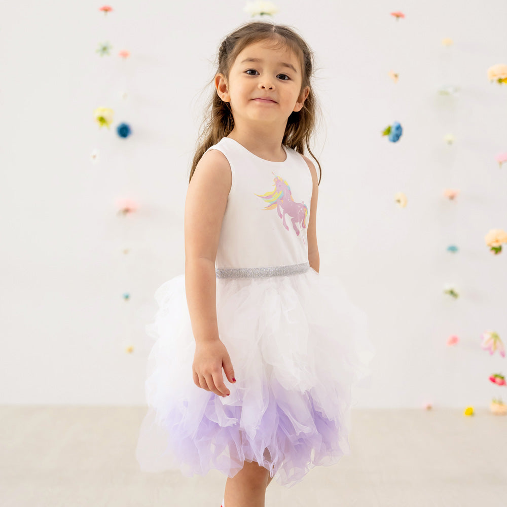 Party Series - Unicorn Tutu Dress in White/Lilac by Le Petit Society — image 6