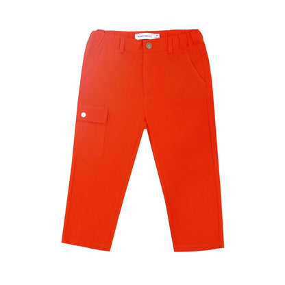 Kids Utility Pants in Orange by Le Petit Society — image 7