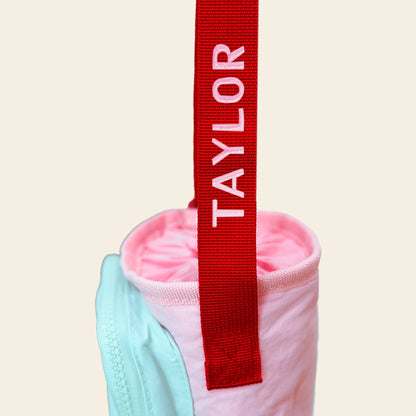 Water Bottle Sling Bag in Strawberry/Mint by Le Petit Society — image 5