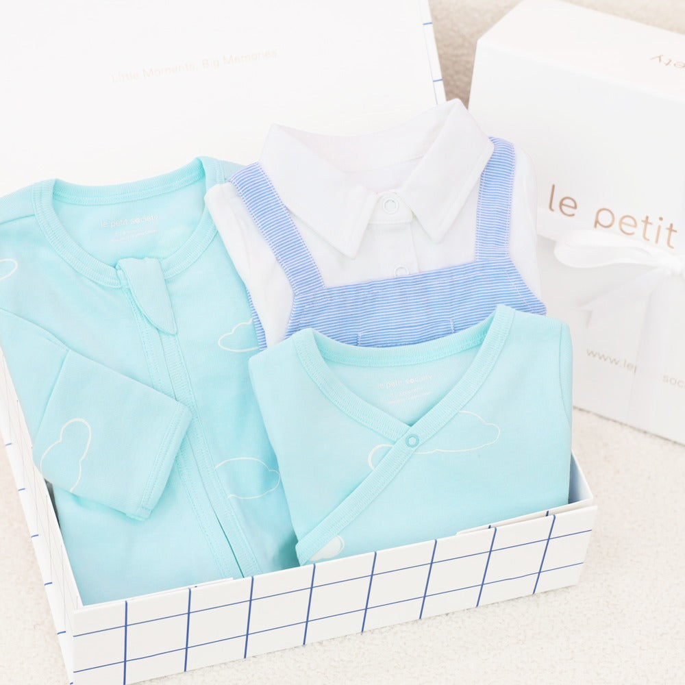 Welcome to the World Baby Boy Set in Daydreamer Baby by Le Petit Society