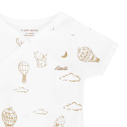 Baby Organic Kimono Romper in Dreamy Dragon - White by Le Petit Society — image 2