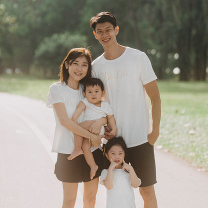 Family Tees - Mini Baby Short Sleeves Romper in White/Gold by Le Petit Society — image 4