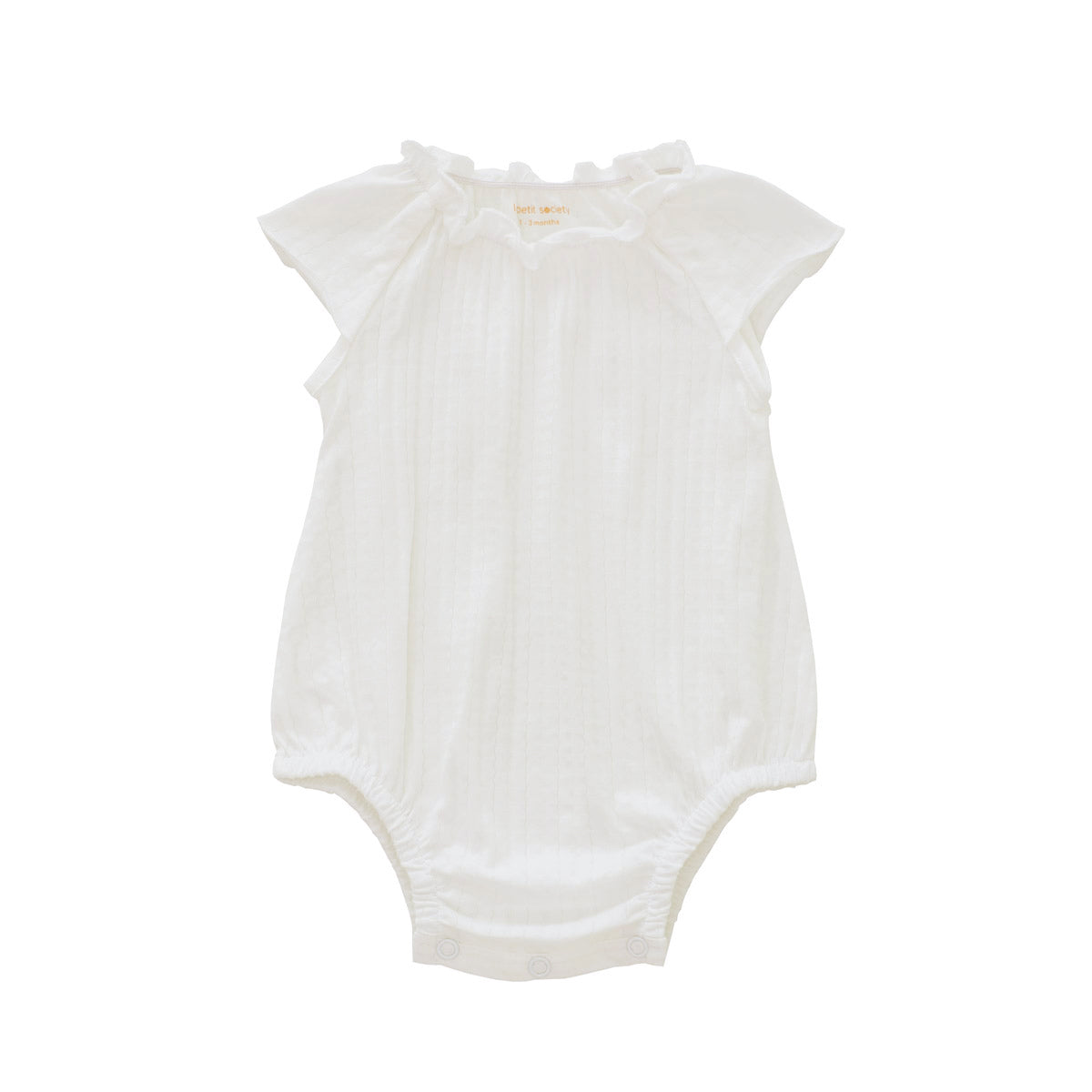 Baby Girl Bubble Romper in White Pointelle Cotton by Le Petit Society — image 11
