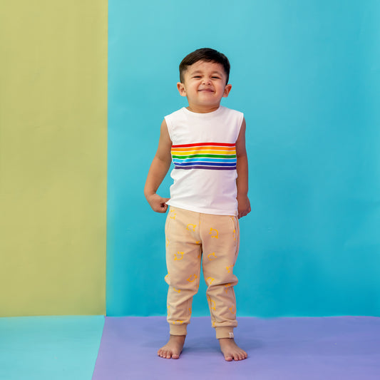 Rainbow Series - Kids Tank in White by Le Petit Society