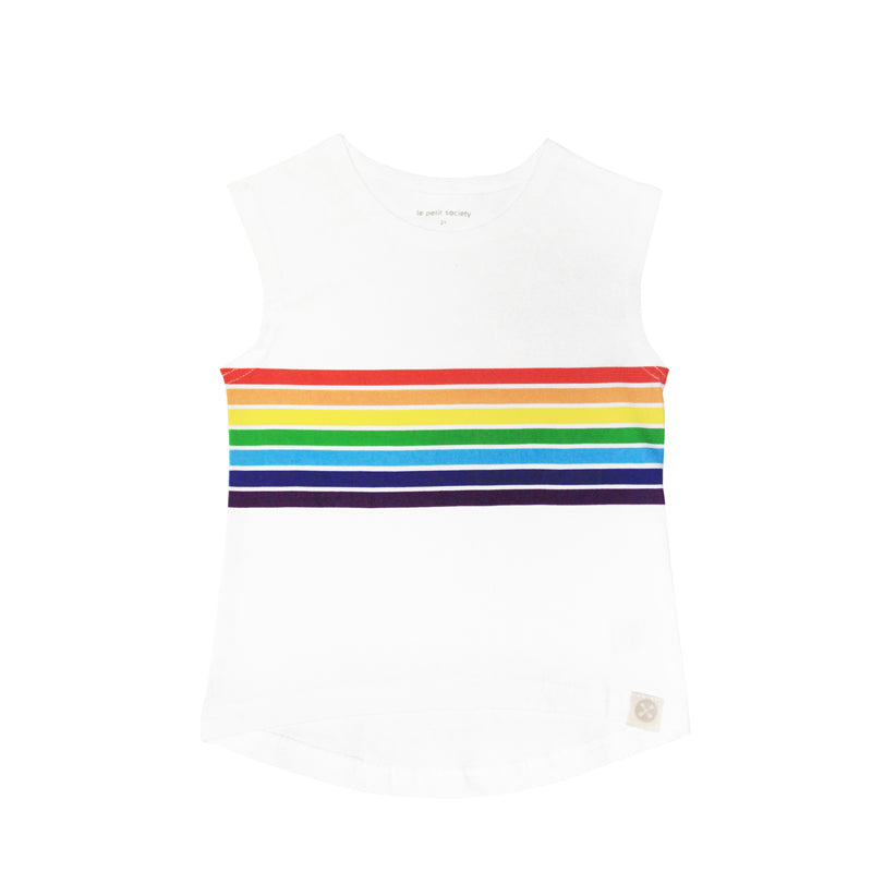 Rainbow Series - Kids Tank in White by Le Petit Society — image 2