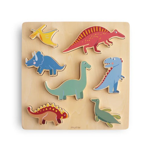 Wooden Puzzle in Dinosaur by Mushie