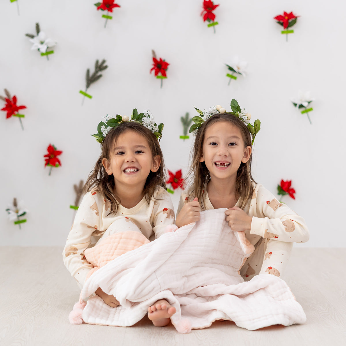 Kids Long Sleeve Organic Pyjamas Set in Christmas Bear Print (Personalisable) by Le Petit Society — image 6