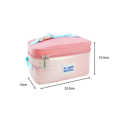 Infographics showing the dimensions of the thermal lunch bag.