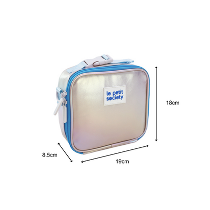 Infographic showing the dimensions of the thermal mini lunch bag.