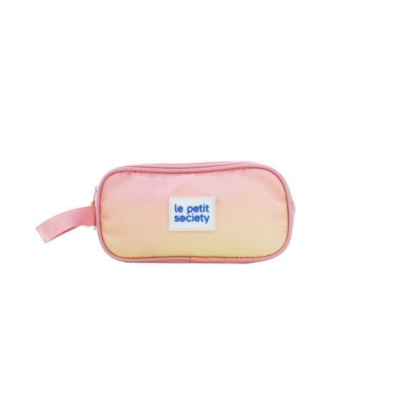  Double Zip Pencil Case - Pink/Yellow