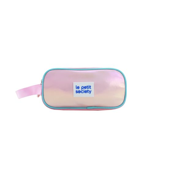 Double Zip Pencil Case - Pink/Gold